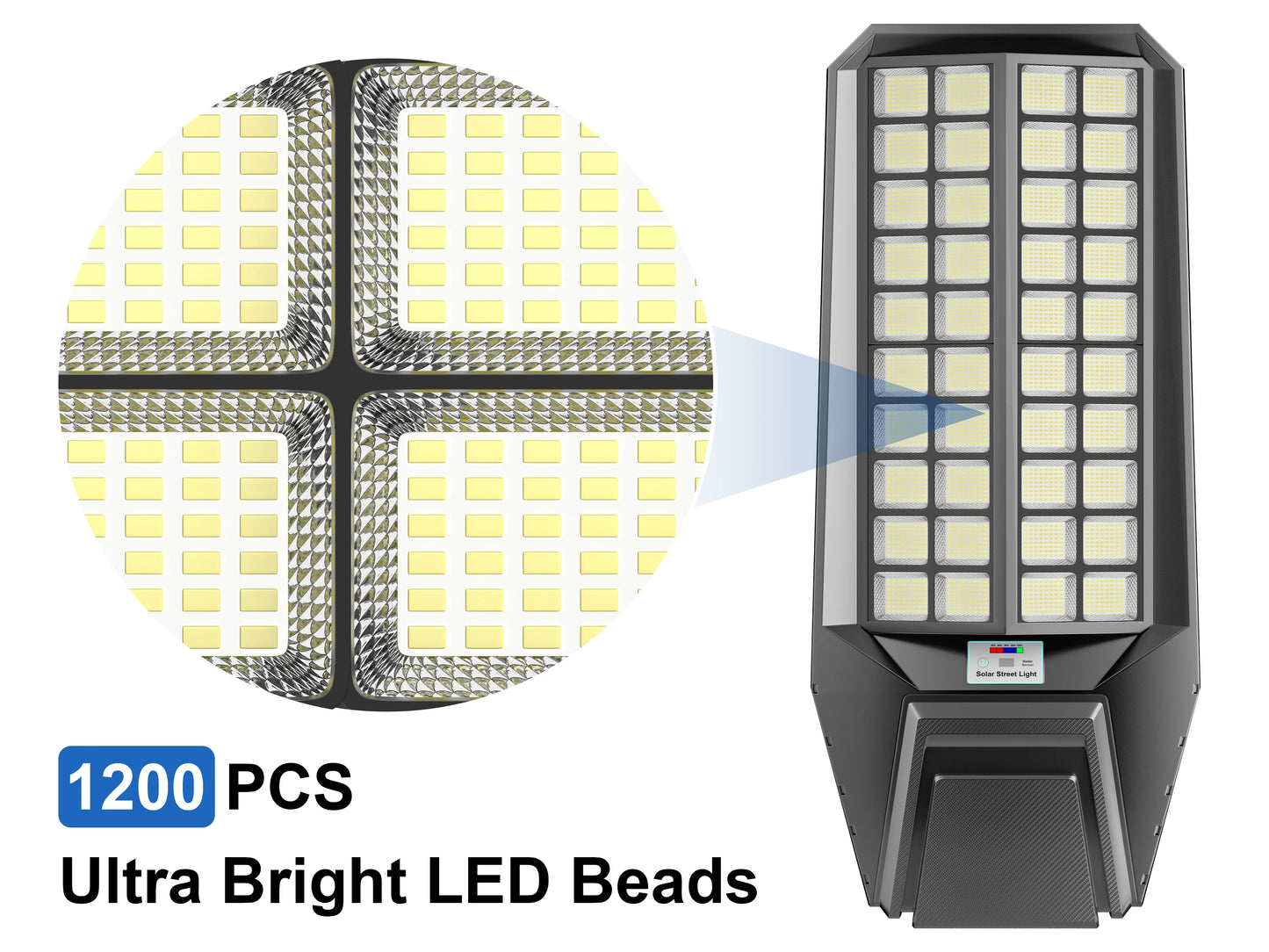 8000W Outdoor Solar Bright Street Light with Motion Sensor, Remote Control Waterproof