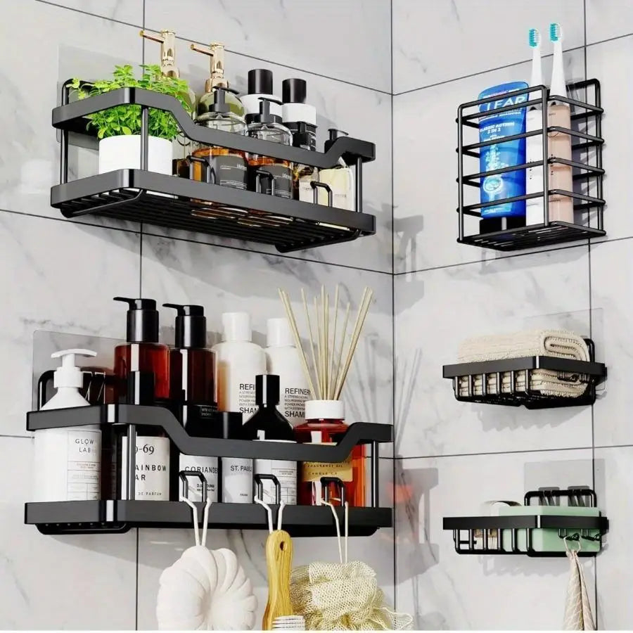 3/5 Pack Adhesive Shower Caddy, Rustproof Stainless Steel Organizer for Bathroom & Kitchen