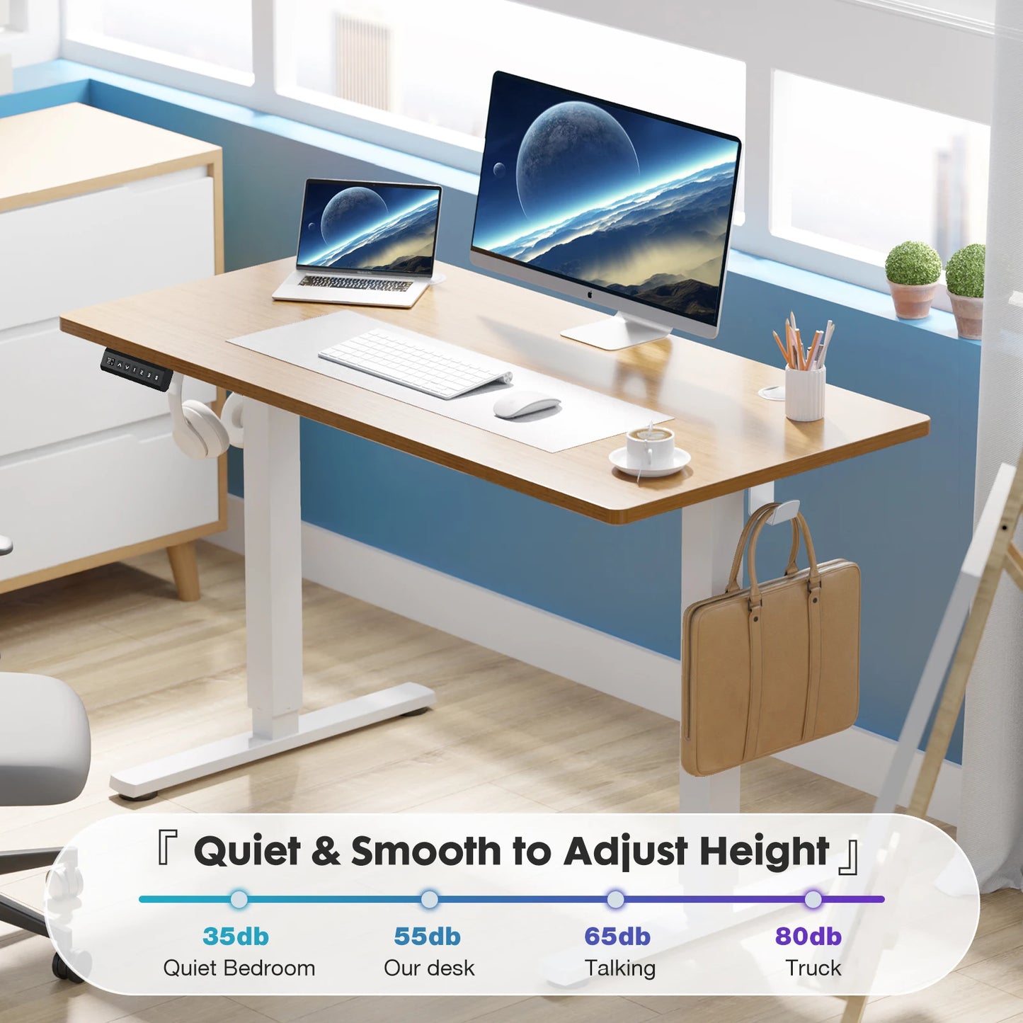 JHK Electric Height Adjustable Standing Desk, 40x24 Inch Ergonomic Sit-Stand Workstation