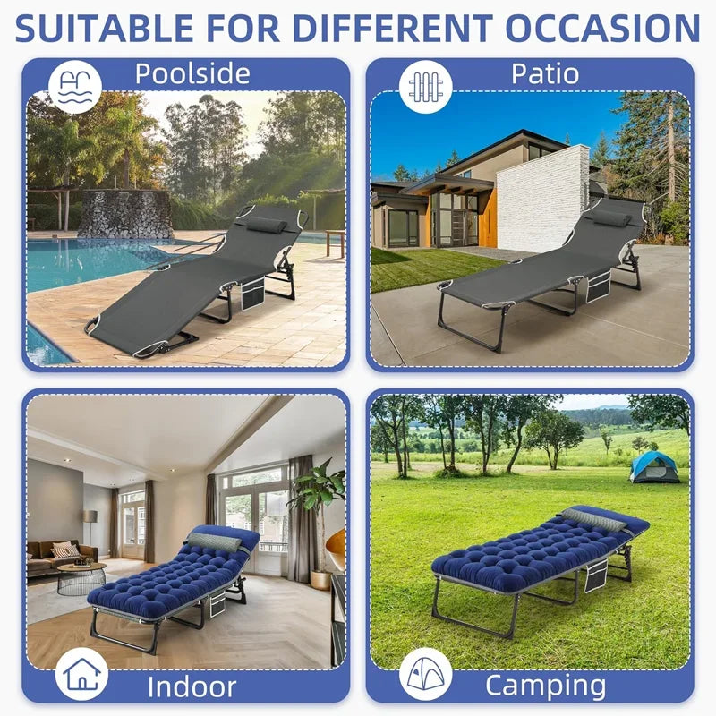 ✅ 4-Position Folding Camping Cot with Mattress – Portable Bed Holds up to 330 lbs