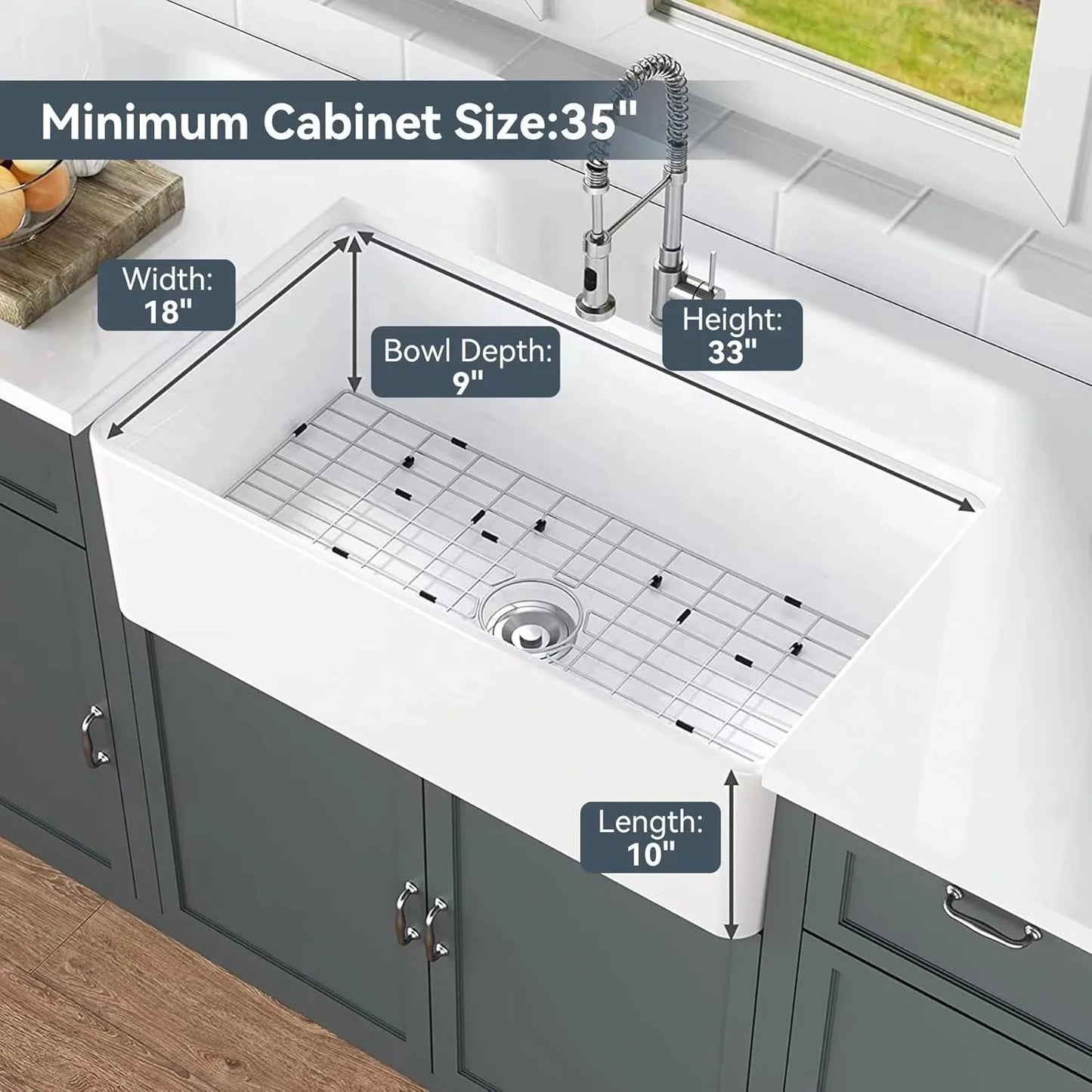 33" Undermount Apron Front Farmhouse Kitchen Sink