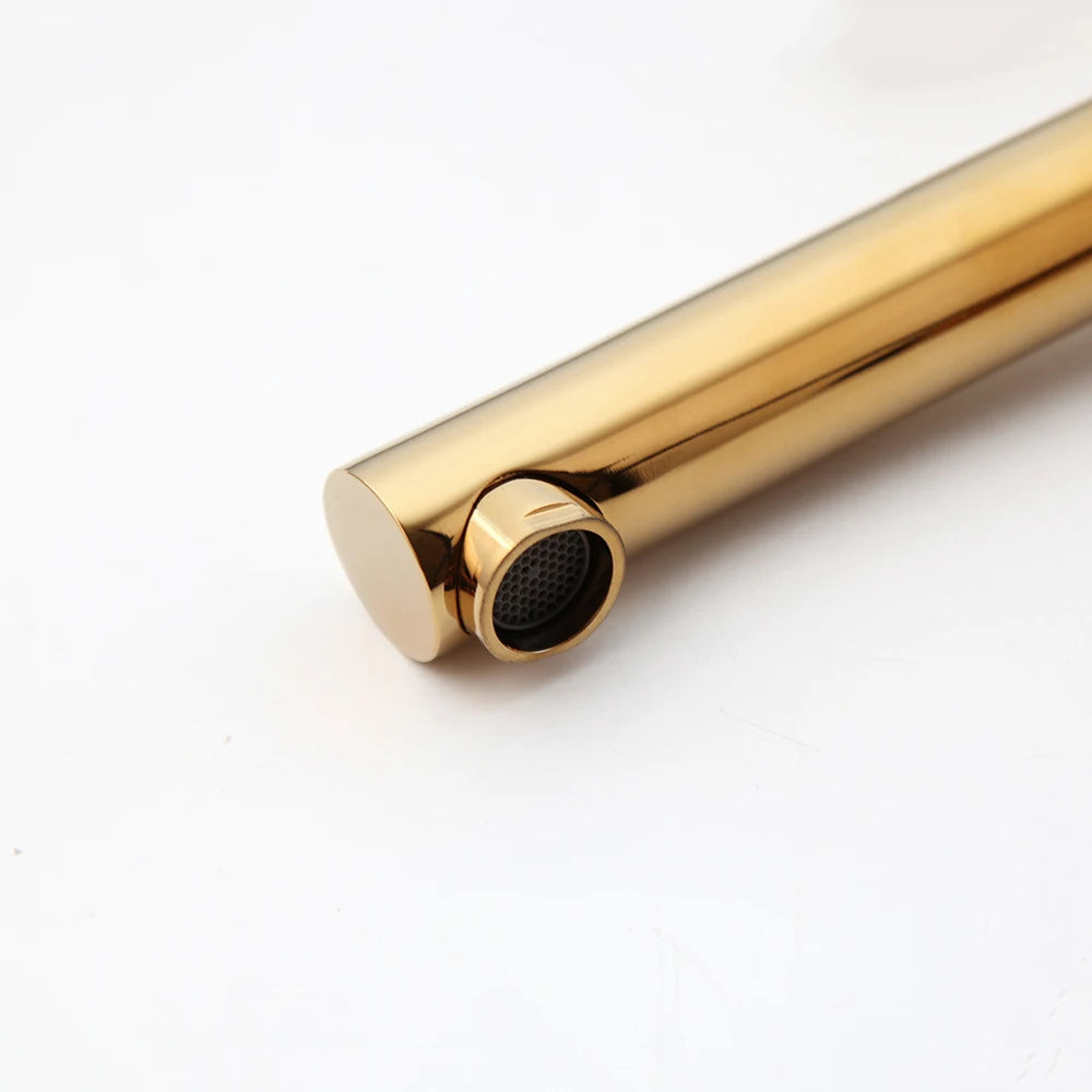 JIENI Bathroom Gold & Chrome Basin Faucet, Deck-Mounted Single Handle