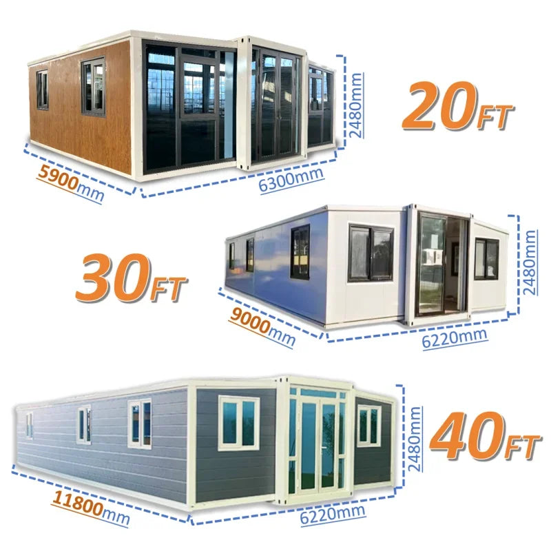 40ft Expandable Container House 3 Bedrooms Factory Price Prefab Folding Tiny House