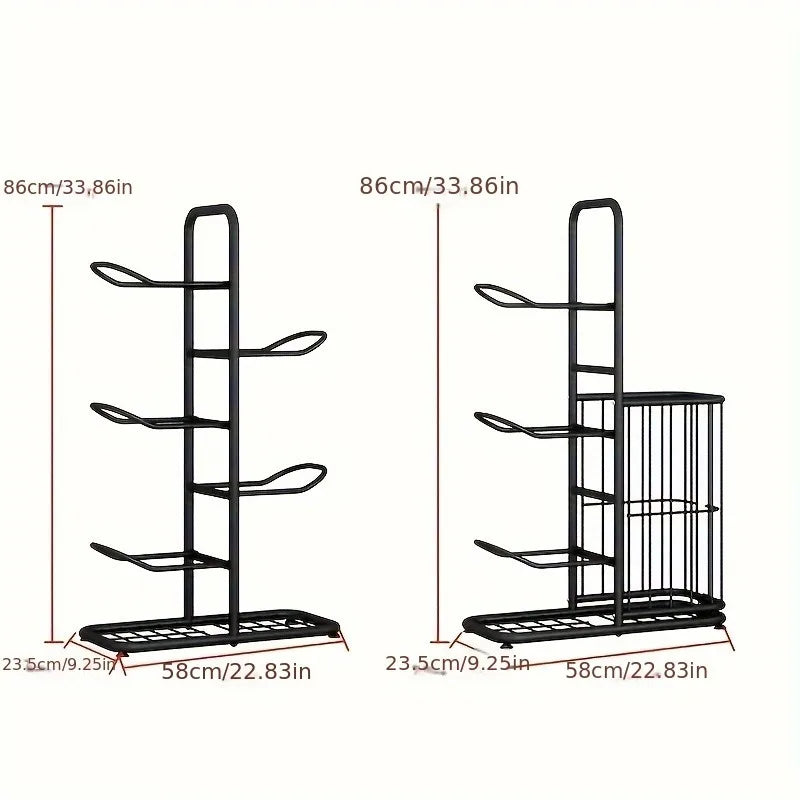 Sports Ball Storage Rack with Basket & Hooks – Garage Organizer & Basketball Stand