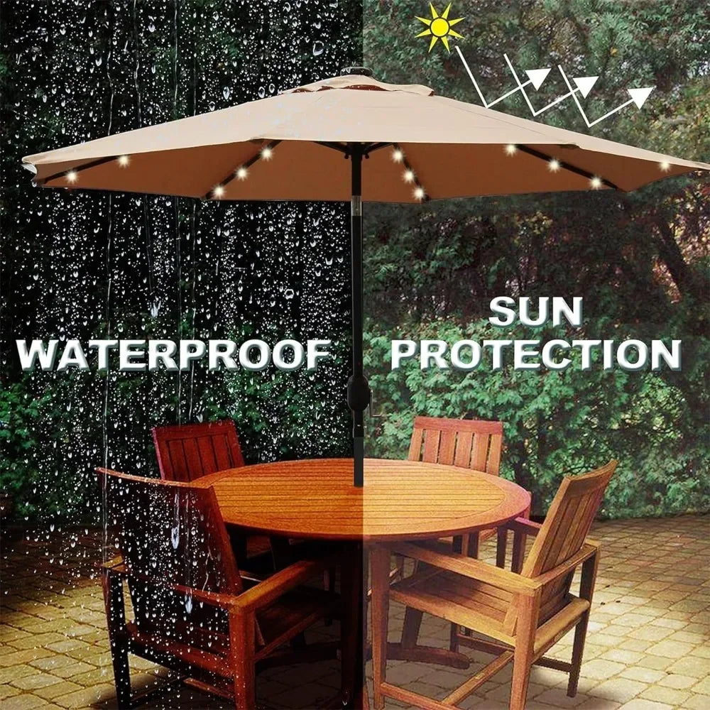 ✅ 9FT LED Patio Umbrella – Outdoor Market Umbrella for Garden, Deck, Pool & Beach