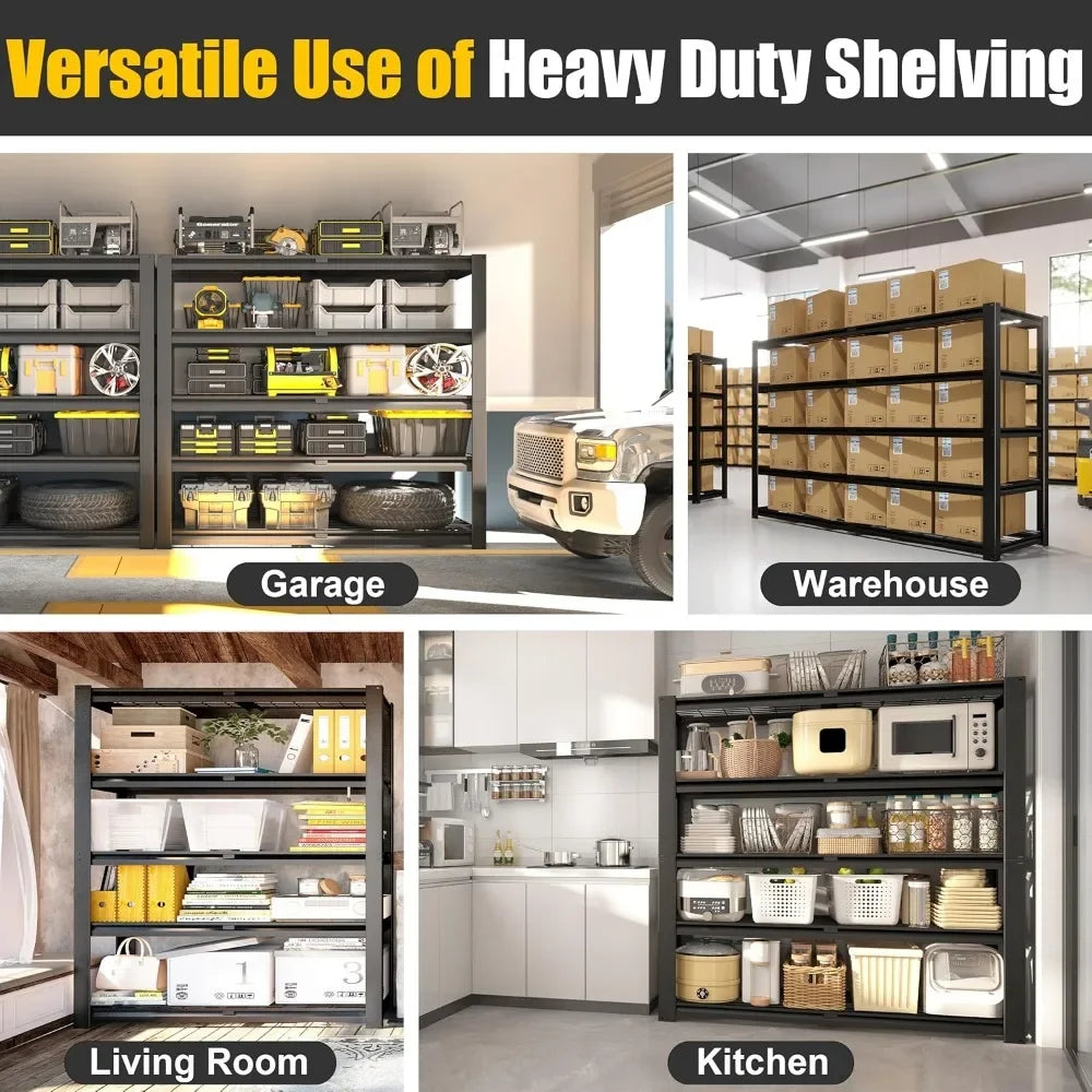 Heavy-Duty 5-Tier Adjustable Metal Storage Rack – Garage Shelving Unit