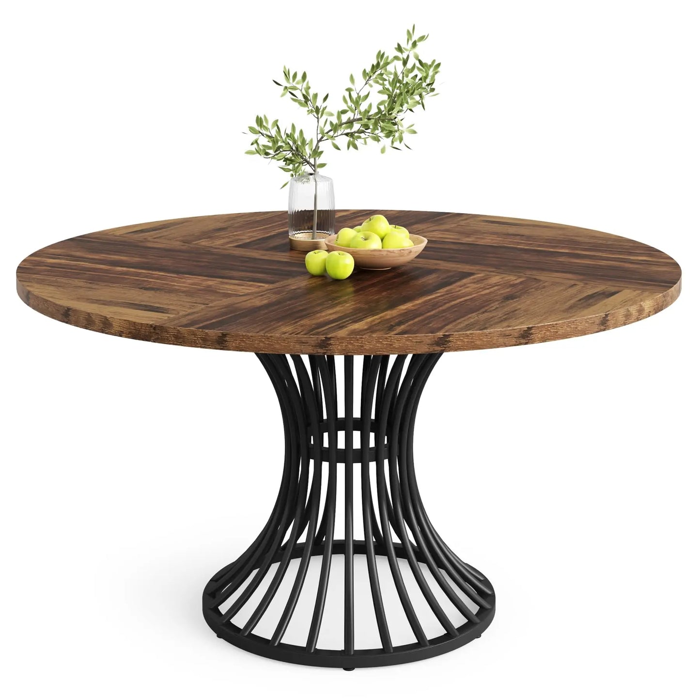 Tribesigns 47" Round Dining Table, Seats 4–6, Farmhouse Industrial Style