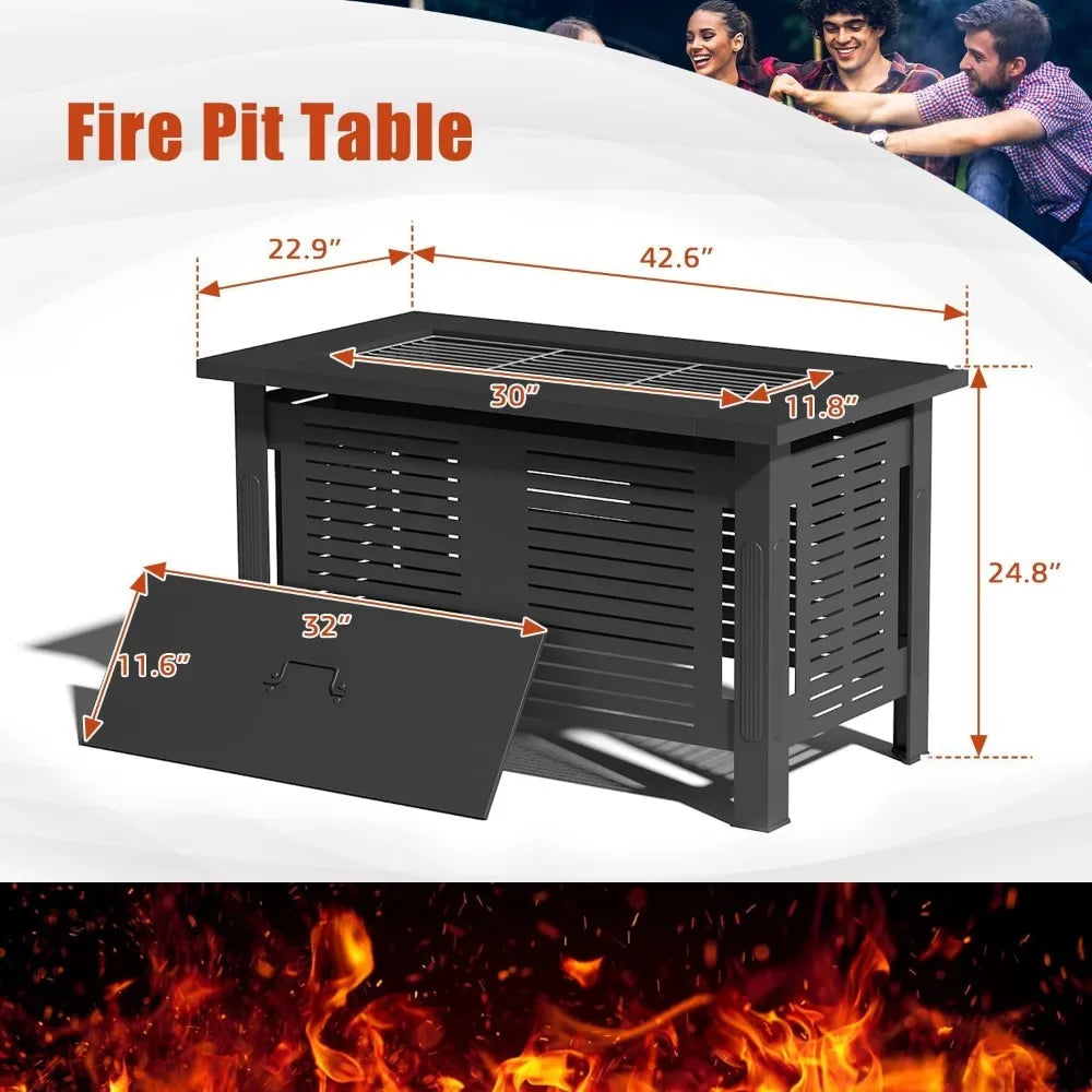 U-MAX 7-Piece Patio Set with Fire Pit – Rattan Sectional Sofa for Outdoor Comfort