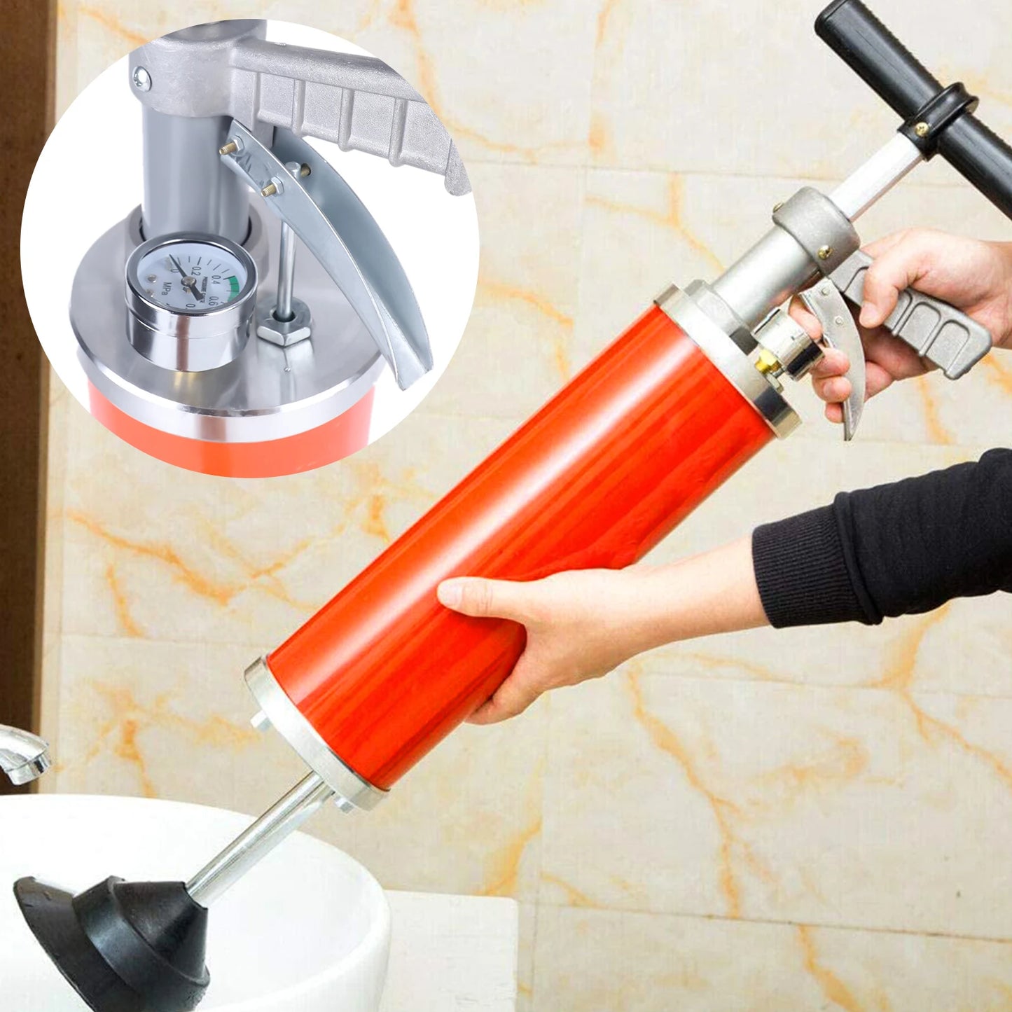 Drain Buster Plunger: Manual Power Suction Tool for Unblocking Toilets, Sinks, and Pipes