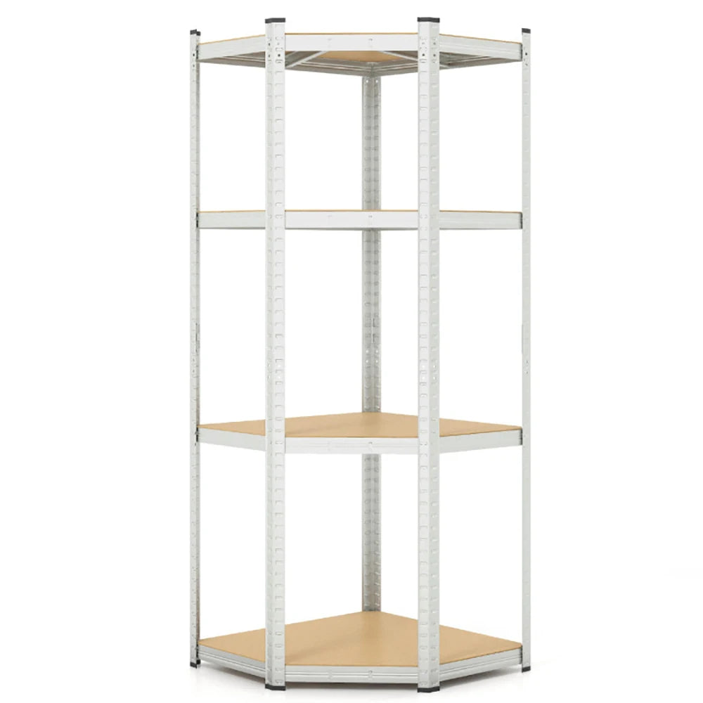 4-Tier Corner Shelving Unit, Adjustable Blue/Silver Utility Storage Rack