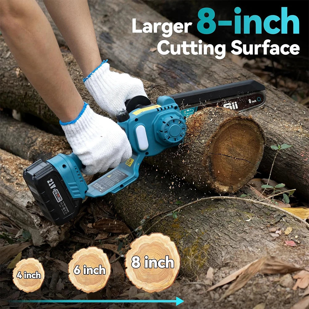 2-in-1 Cordless Electric Chainsaw & Pole Saw – 8" with 3M Extension for Tree Trimming & Pruning
