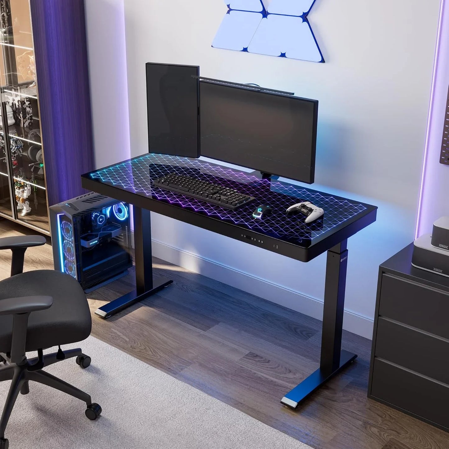 55" Adjustable Gaming Desk with Music Lights