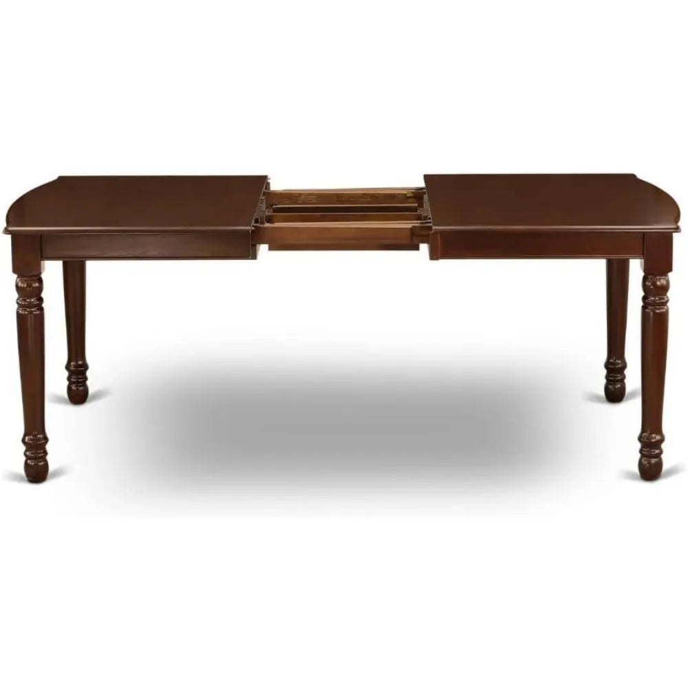 9 Piece Modern Dining Rectangle Wooden Table Set with Butterfly Leaf and 8 Linen Fabric Chairs
