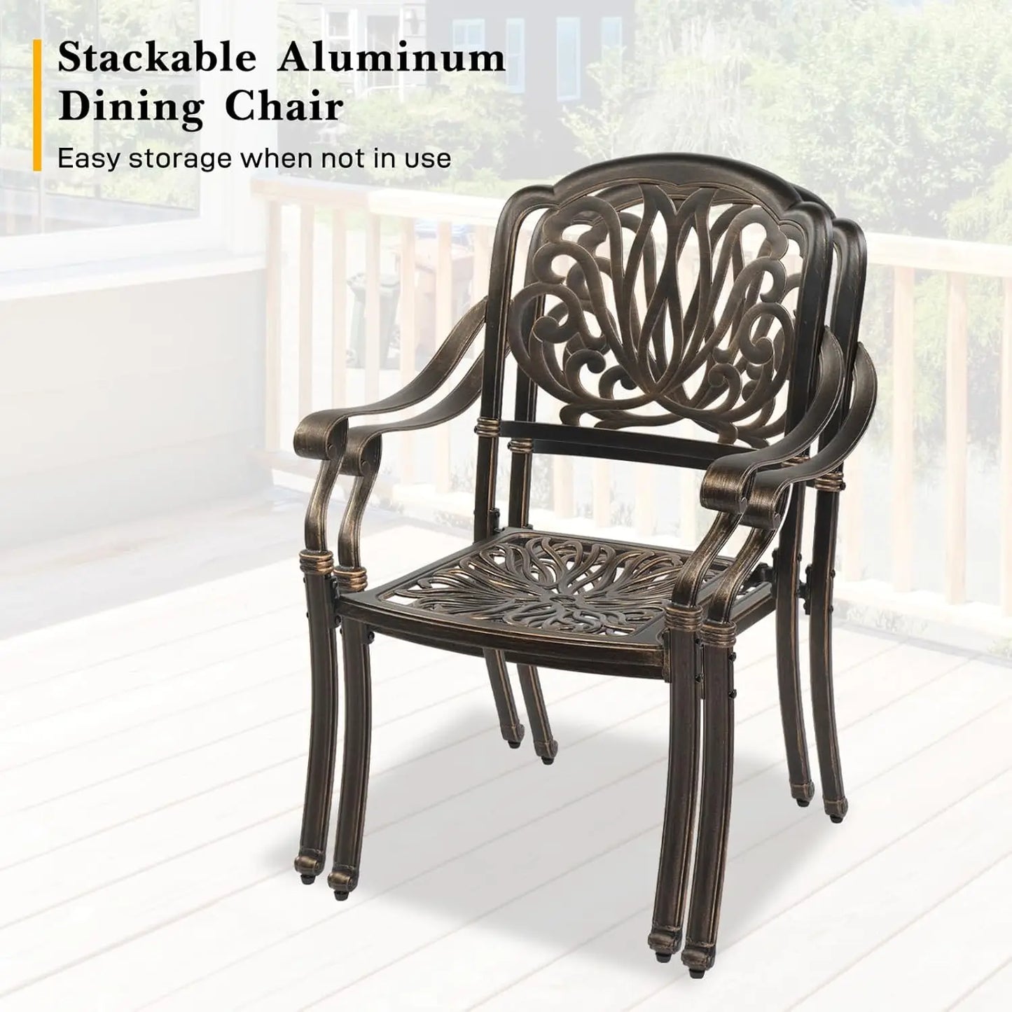 Set of 4 Outdoor Patio Chairs with Cushions – Cast Aluminum Chairs, Weather-Resistant & Stylish