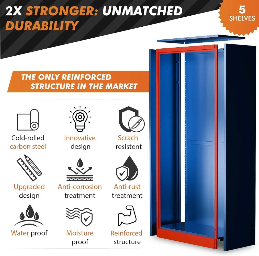 71" Metal Storage Cabinet with Digital Lock, Pegboard & Locking Tool Cabinet