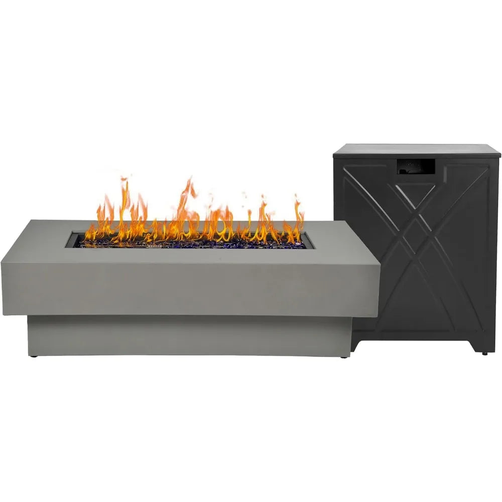 48" Outdoor Fire Pit Table, 50,000 BTU with Natural Gas Kit & Burner Lid