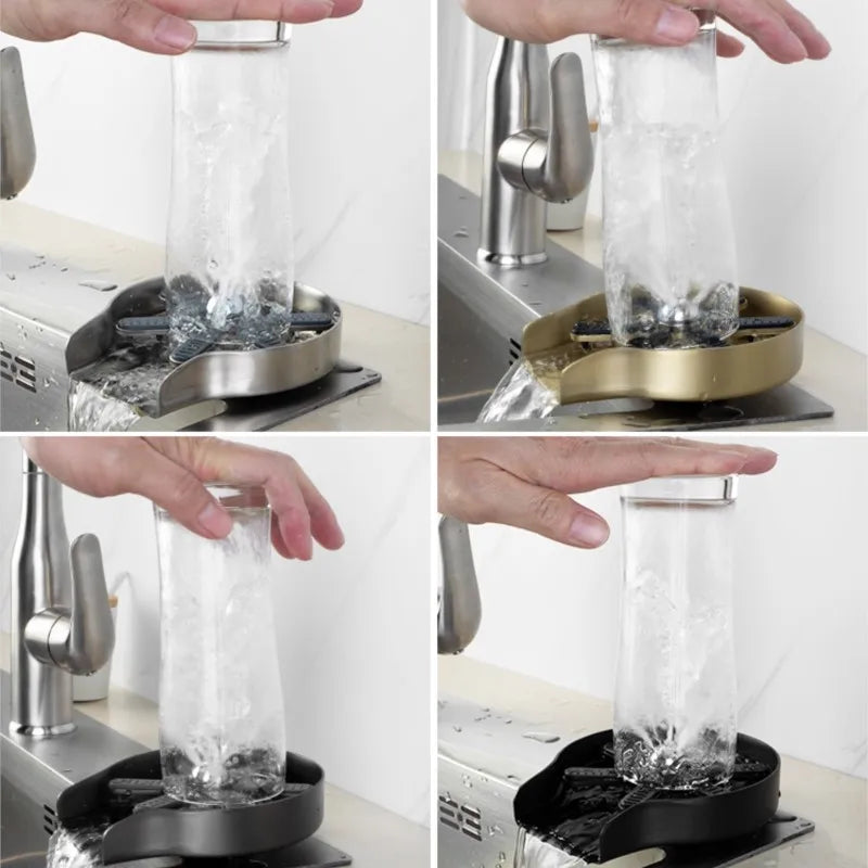 Stainless Steel Cup & Bottle Washer – Sink-Mounted Glass Rinser for Kitchen, Bar, or Café