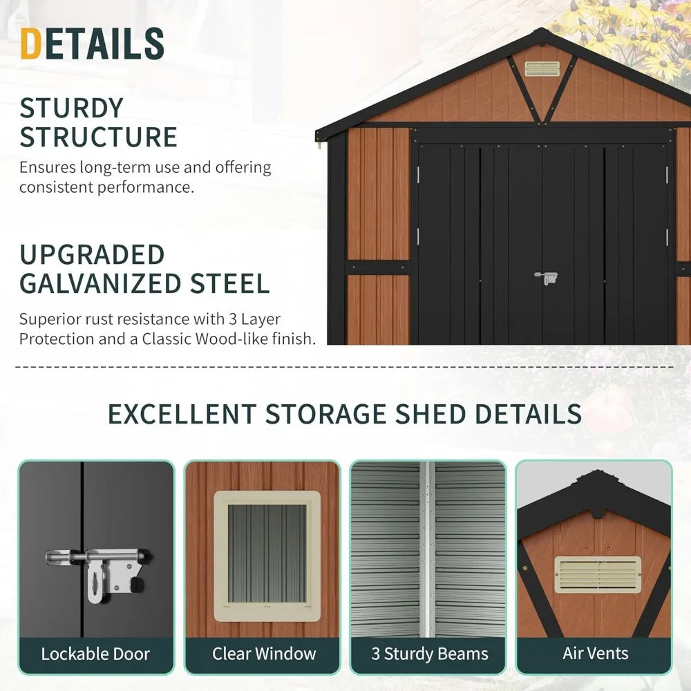 Outdoor Metal Shed 10x12 FT – Lockable, Spacious & Weather-Resistant