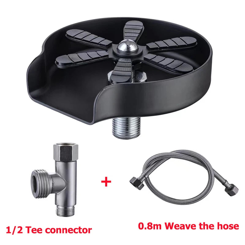 Stainless Steel Cup & Bottle Washer – Sink-Mounted Glass Rinser for Kitchen, Bar, or Café