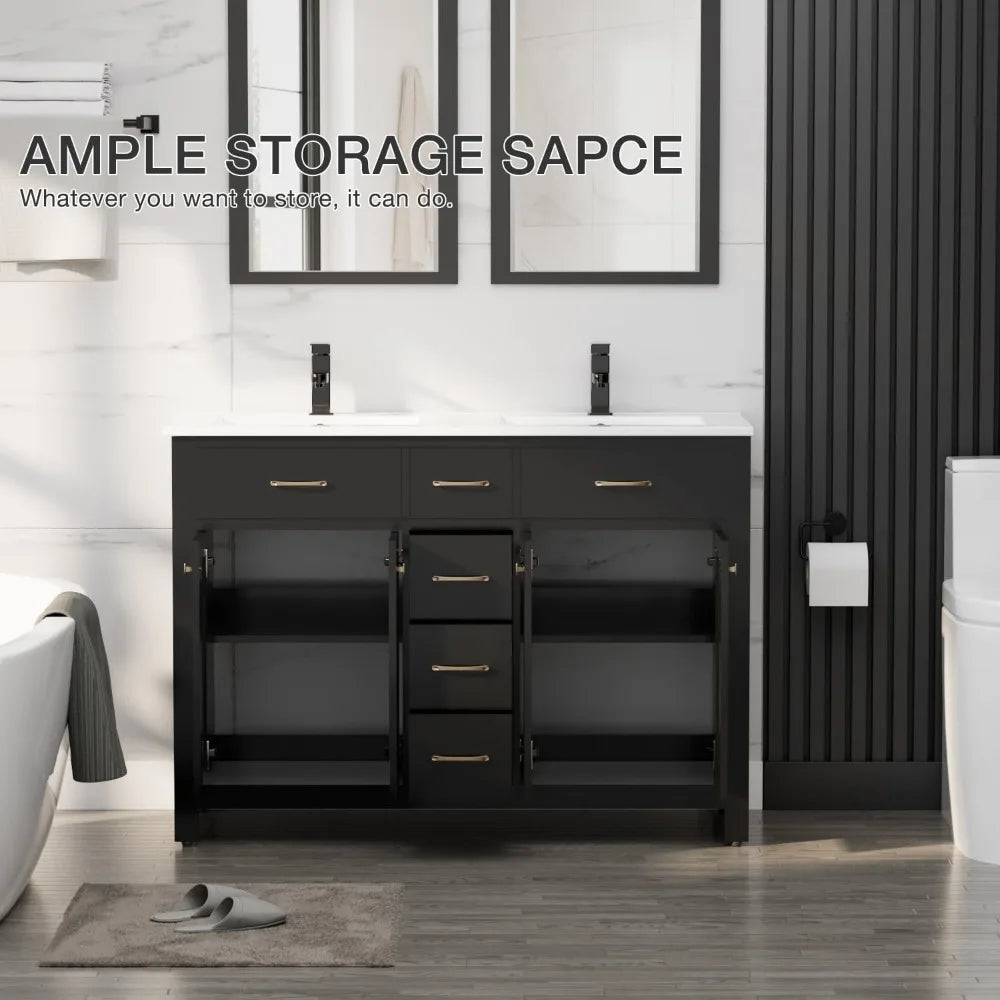 48" Bathroom Vanity Set with Sink Combo & Faucet – 4-Door, 3-Drawer Painted Cabinet