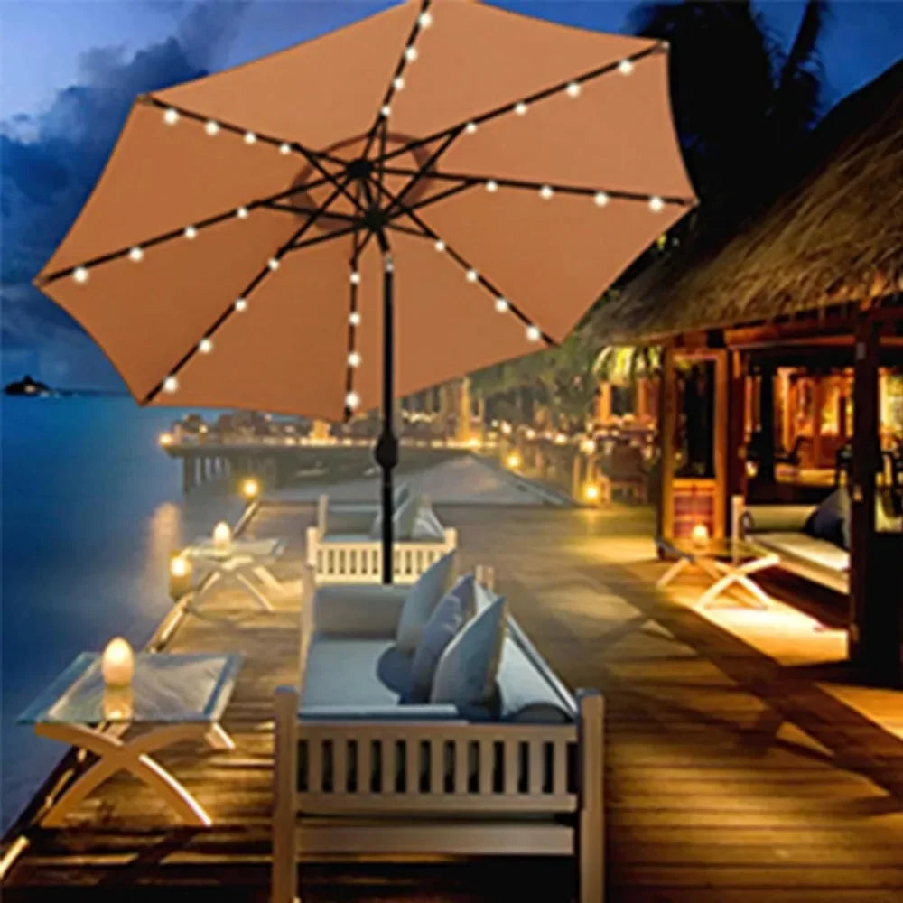 ✅ 9FT LED Patio Umbrella – Outdoor Market Umbrella for Garden, Deck, Pool & Beach