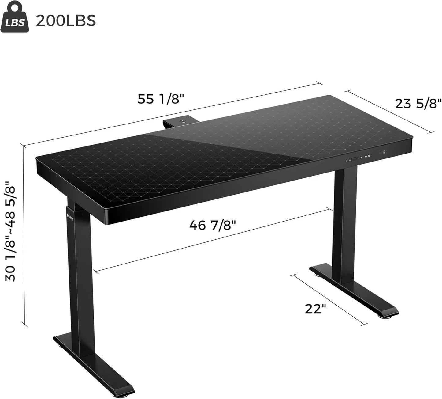 55" Adjustable Gaming Desk with Music Lights