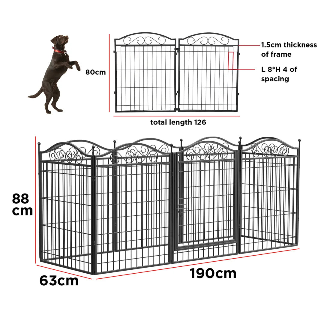 8-Panel Heavy-Duty Metal Dog Playpen with Gate – Foldable Indoor/Outdoor Pet Fence
