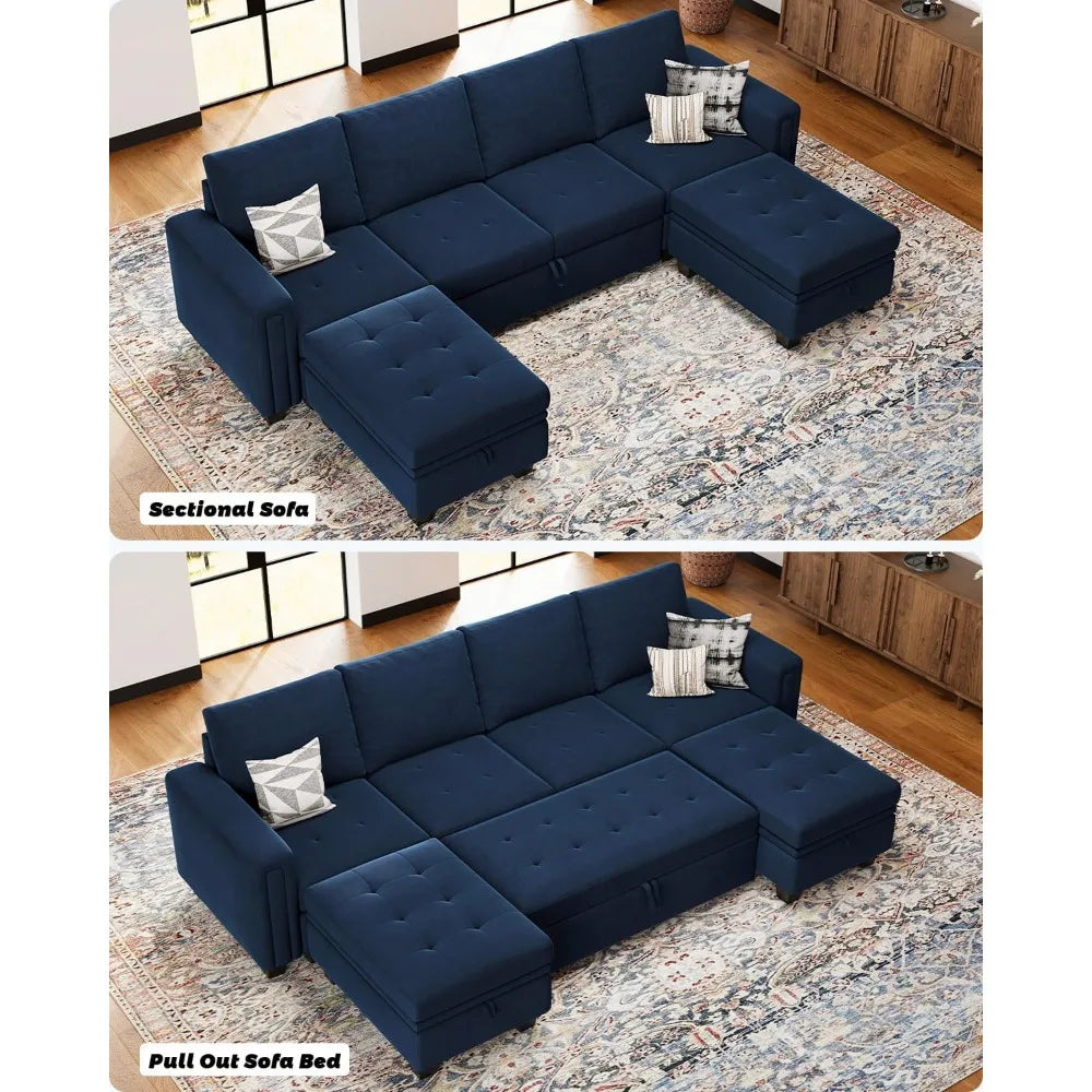 Modular Sectional Sleeper Sofa with Pull Out Bed