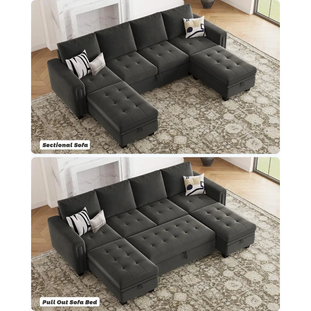 Modular Sectional Sleeper Sofa with Pull Out Bed