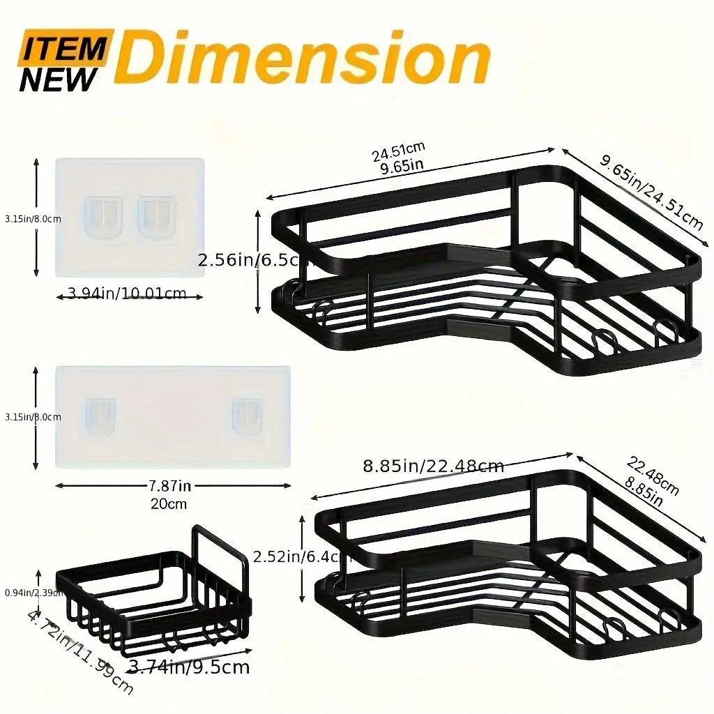 3/5 Pack Adhesive Shower Caddy, Rustproof Stainless Steel Organizer for Bathroom & Kitchen