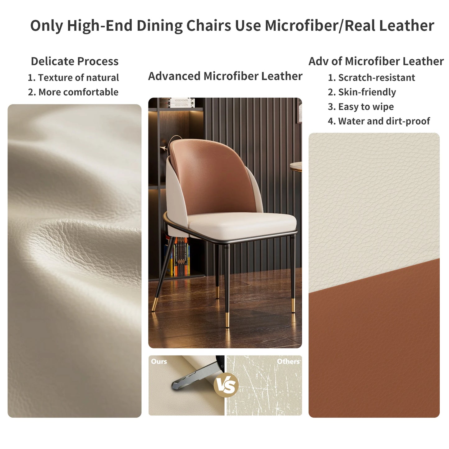 Dining Chairs Set of 2, Faux Leather Upholstered Padded Back