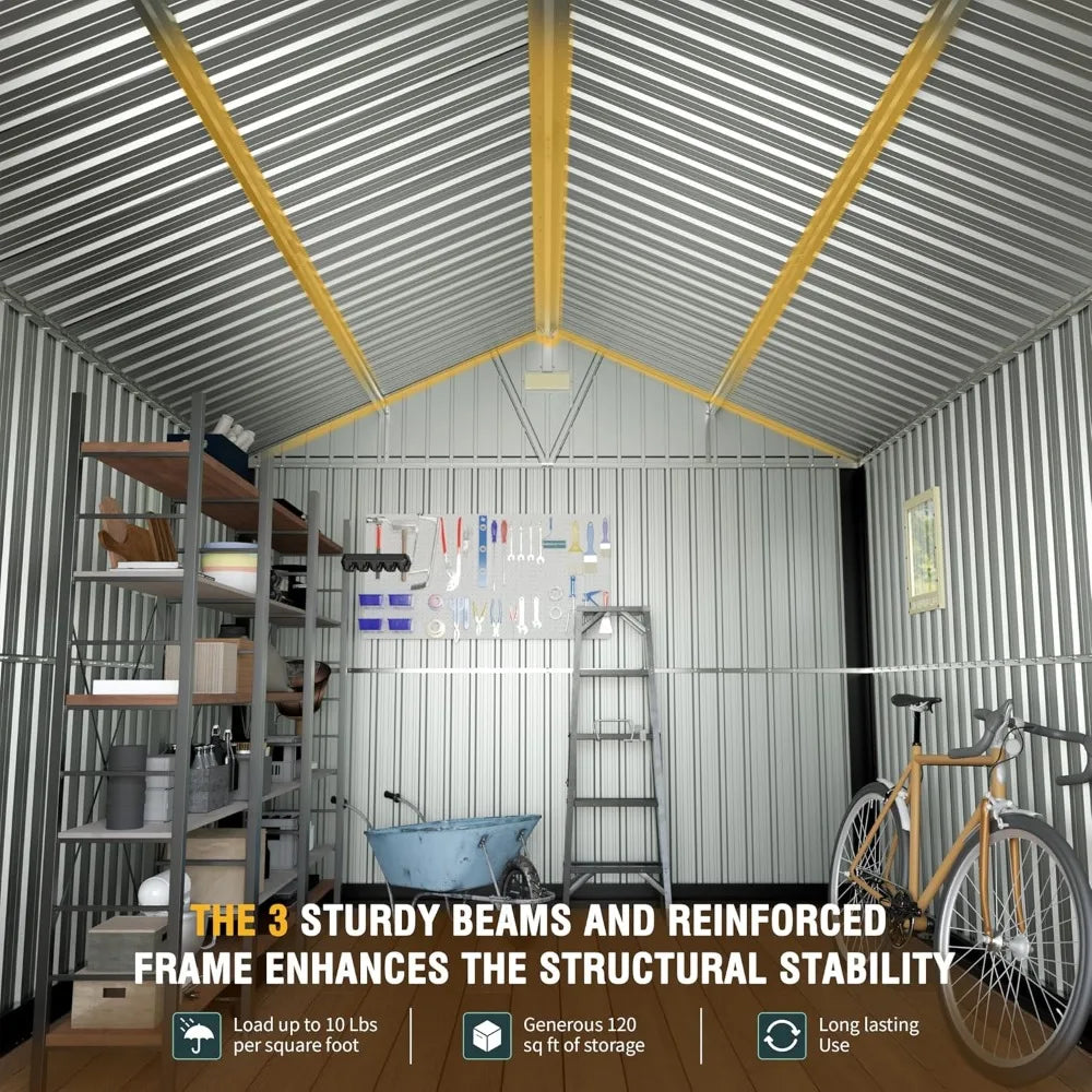Outdoor Metal Shed 10x12 FT – Lockable, Spacious & Weather-Resistant