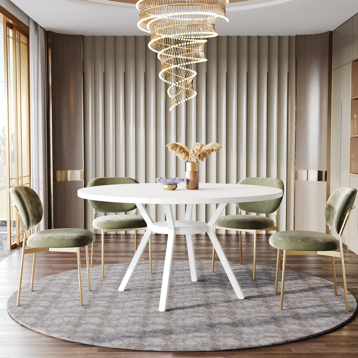 Tribesigns 47" Round Dining Table, Seats 4–6, Farmhouse Industrial Style