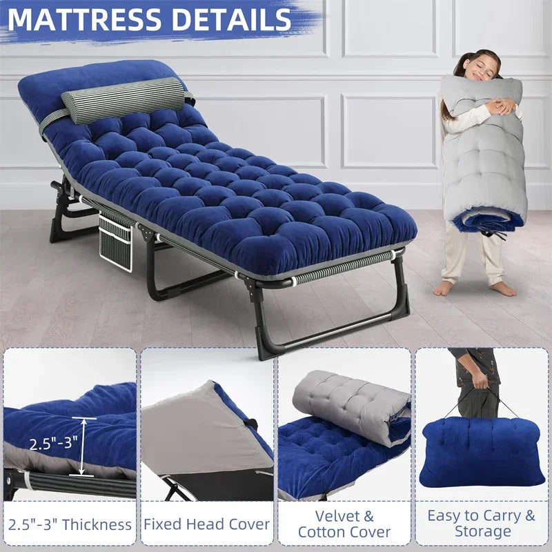 ✅ 4-Position Folding Camping Cot with Mattress – Portable Bed Holds up to 330 lbs