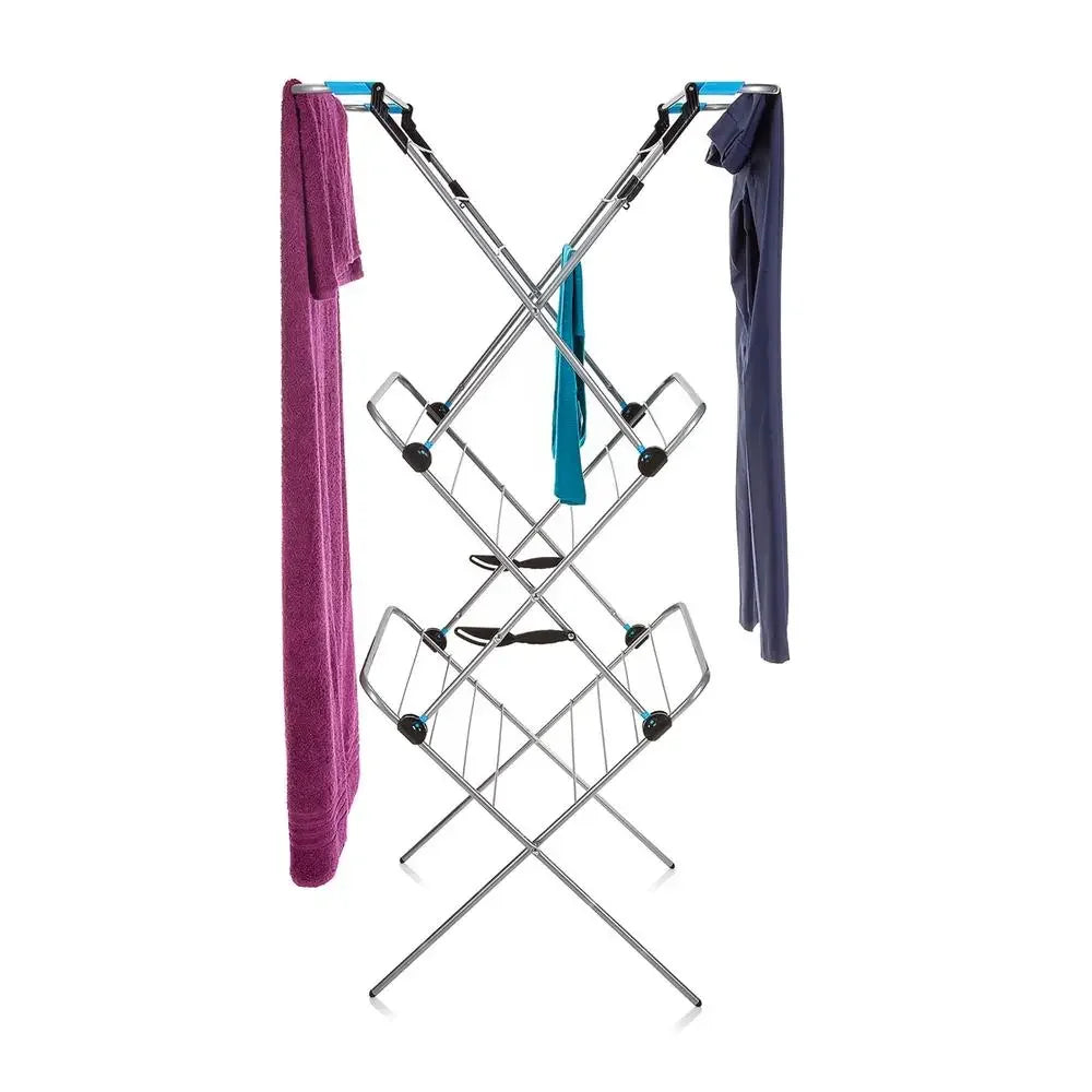 3-Tier Verso 66ft Clothes Rack with Flip-Out Arms, Double Locking, Folding Storage
