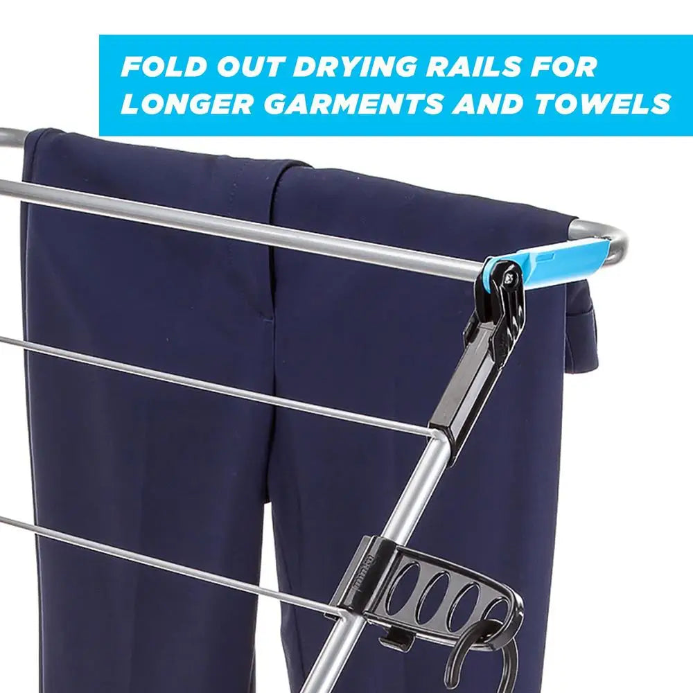 3-Tier Verso 66ft Clothes Rack with Flip-Out Arms, Double Locking, Folding Storage