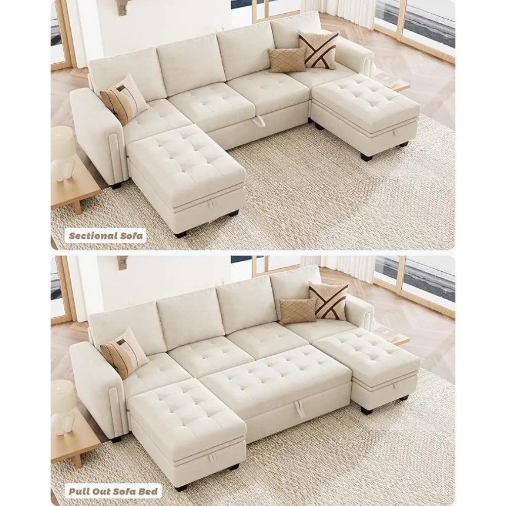 Modular Sectional Sleeper Sofa with Pull Out Bed