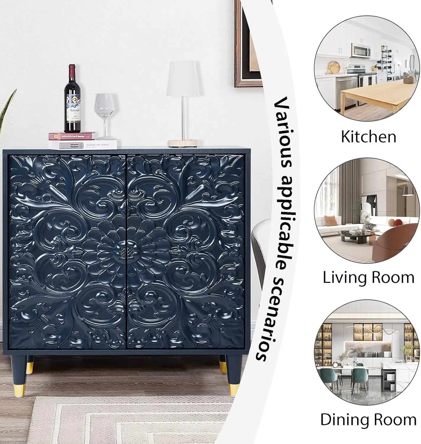 Cabinet Set of 2 Adjustable Shelves Gray Blue