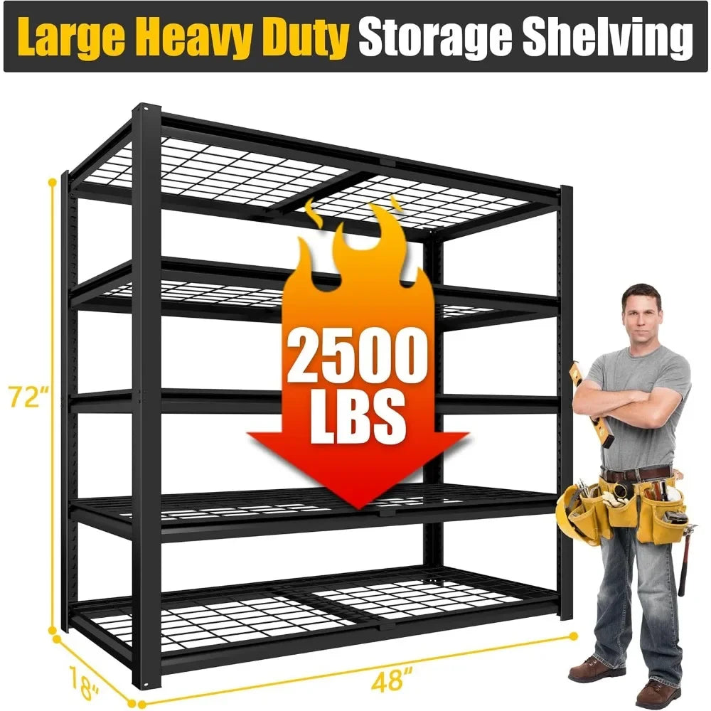 Heavy-Duty 5-Tier Adjustable Metal Storage Rack – Garage Shelving Unit