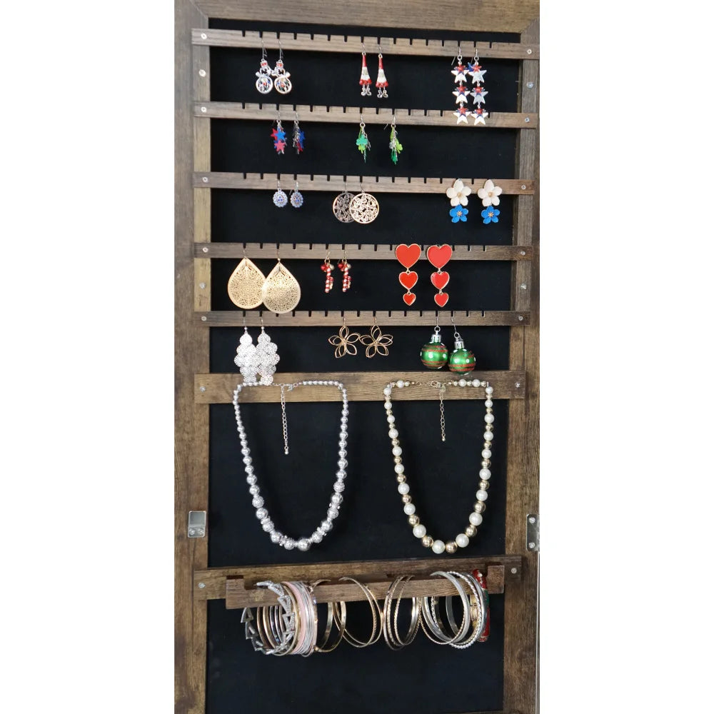 360° Swivel Full-Length Mirror with Jewelry Storage – Elegant Home Decor Cabinet