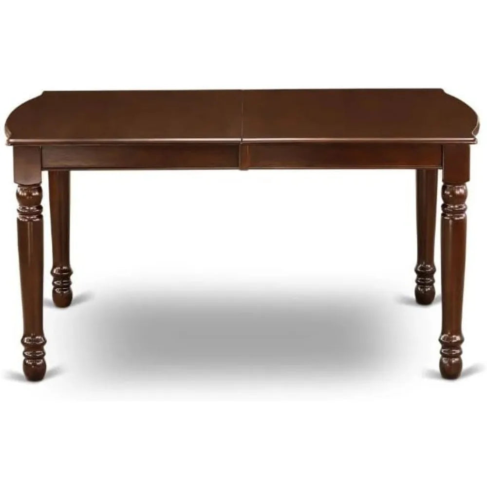 9 Piece Modern Dining Rectangle Wooden Table Set with Butterfly Leaf and 8 Linen Fabric Chairs
