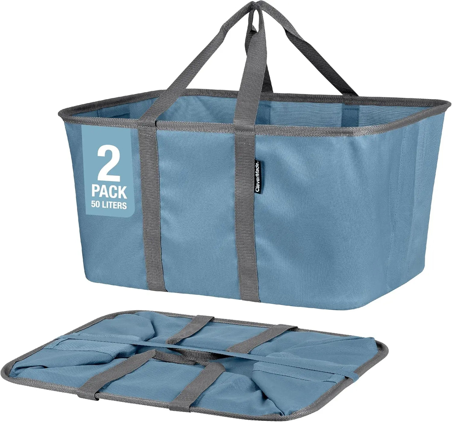 Luxe Herringbone Collapsible Laundry Tote - 2-Pack 50L, Foldable Storage Bins