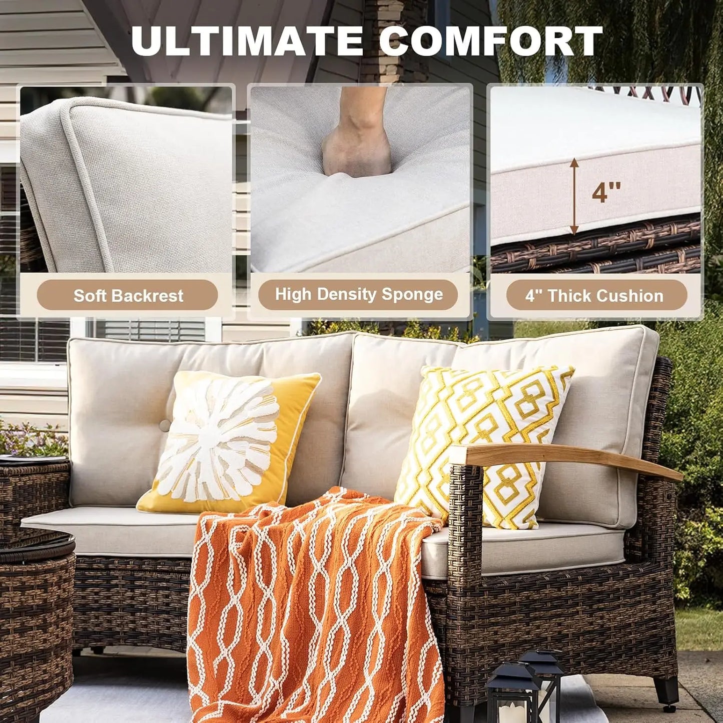 Curved Rattan Patio Set – Modular Half-Moon Outdoor Sofa Set