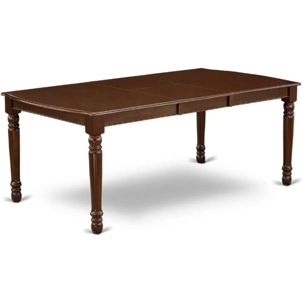 9 Piece Modern Dining Rectangle Wooden Table Set with Butterfly Leaf and 8 Linen Fabric Chairs