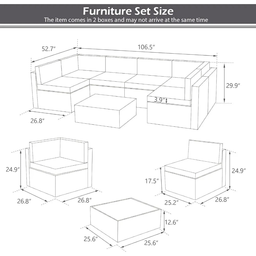 U-MAX 7-Piece Patio Set with Fire Pit – Rattan Sectional Sofa for Outdoor Comfort