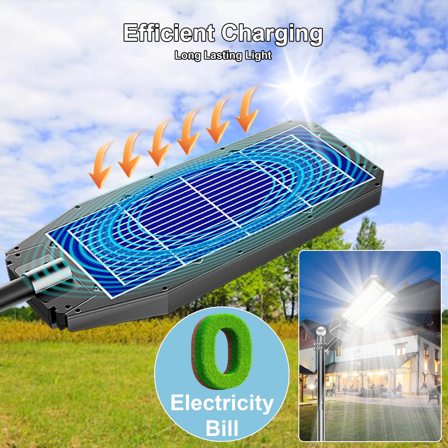 8000W Outdoor Solar Bright Street Light with Motion Sensor, Remote Control Waterproof
