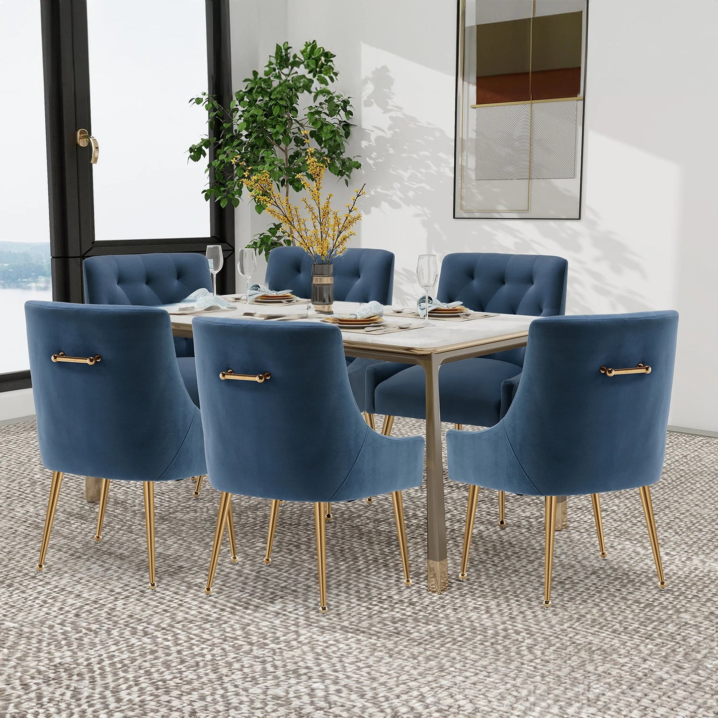 SEYNAR Modern Dining Chairs Set of 6, Tufted Back Armless Chair