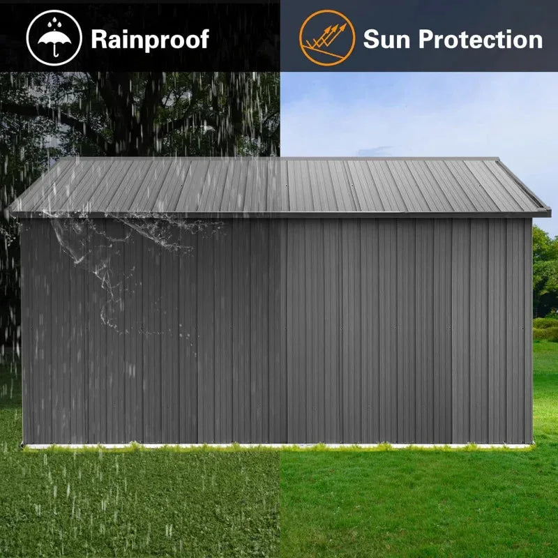 ✅ 10' x 12' Extra Large Metal Storage Shed with Lockable Doors & Window – Outdoor Tiny House Style