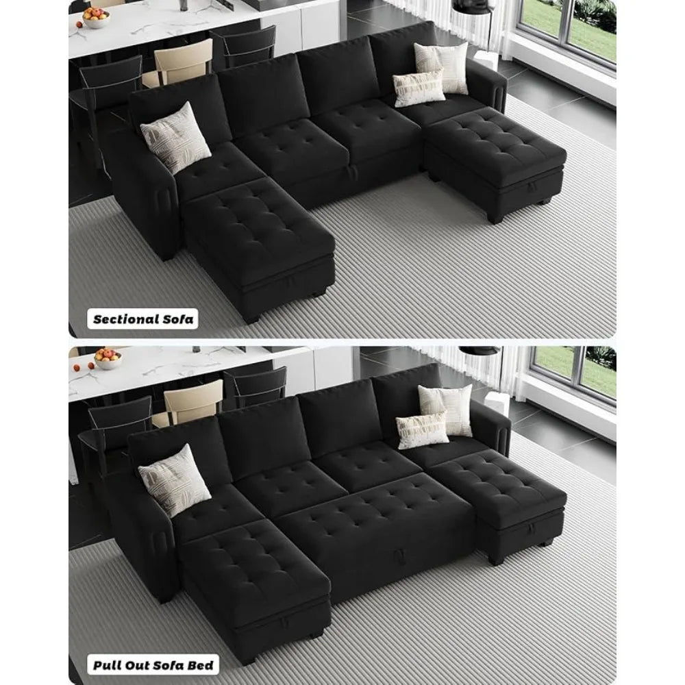 Modular Sectional Sleeper Sofa with Pull Out Bed