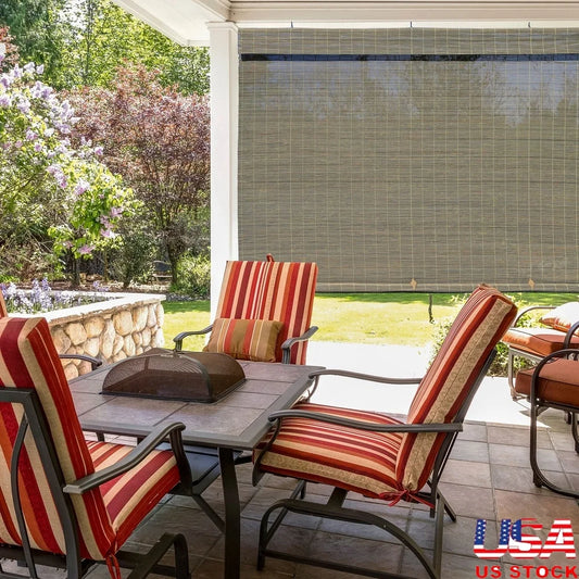 🌿 Cordless Outdoor Bamboo Shades 36"x72" | UV Protection, Light Filtering, Quick Install, Child Safe & Weather Resistant